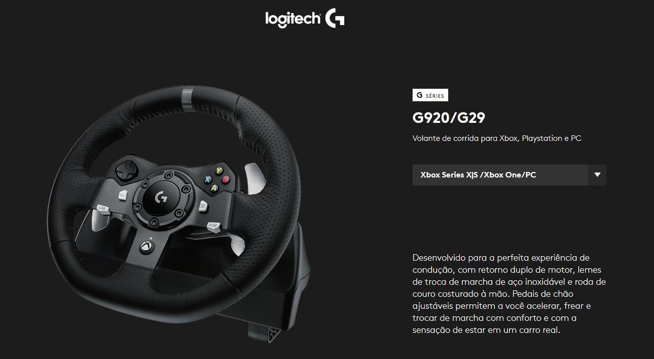 Volante Logitech G920 + Câmbio Driving Force Shifter P/ Xbox